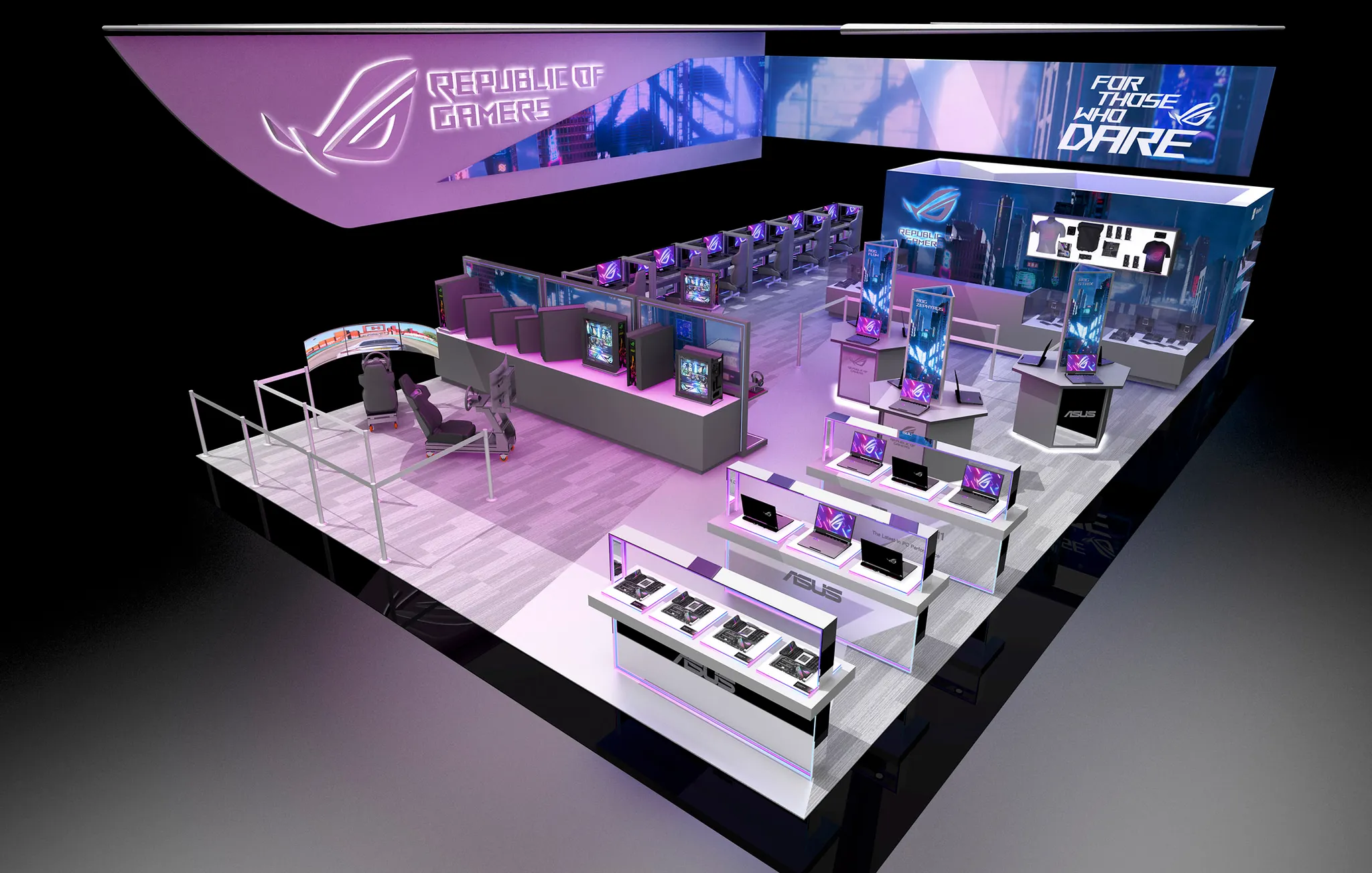 30x50 Island booth design by Reaction Space